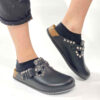 Birkenstock Boston Personalizzate Pelle Naturale Black Borchie a Cono Basso Argento