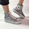 Converse All Star Personalizzate Platform Glitter Argento e Bianco “Diagon Alley White”