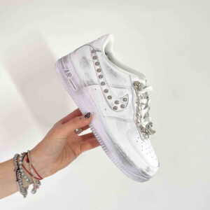 Nike Air Force 1 Custom Catene e Borchie Piccole Sfera Argento