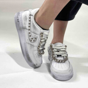 Nike Air Force 1 Custom Catene e Borchie Piccole Sfera Argento