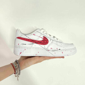 Nike Air Force 1 Custom Swoosh Squamato Rosa e Sporcatura Nera e Rosa
