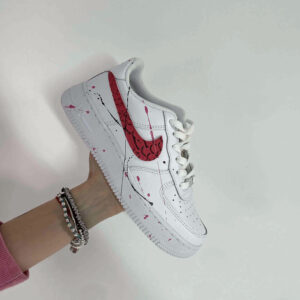 Nike Air Force 1 Custom Swoosh Squamato Rosa e Sporcatura Nera e Rosa