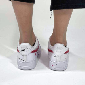 Nike Air Force 1 Custom Swoosh Squamato Rosa e Sporcatura Nera e Rosa