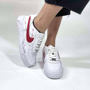 Nike Air Force 1 Custom Swoosh Squamato Rosa e Sporcatura Nera e Rosa