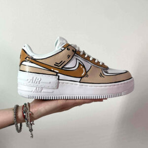 Nike Air Force 1 Shadow Custom Cartoon Beige e Marrone