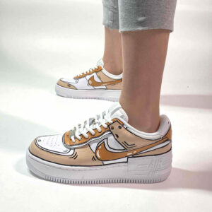 Nike Air Force 1 Shadow Custom Cartoon Beige e Marrone