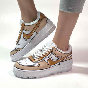 Nike Air Force 1 Shadow Custom Cartoon Beige e Marrone