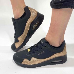 Skechers One Stand on Air Personalizzate Base Nera, Dettaglio Glitter Oro