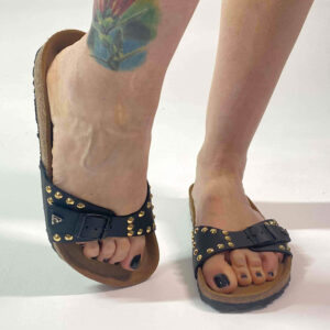 Birkenstock Madrid Personalizzate Base Nera, Borchie Oro