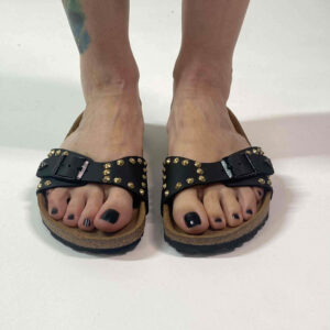Birkenstock Madrid Personalizzate Base Nera, Borchie Oro