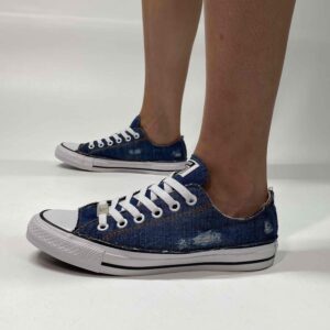 Converse All Star Personalizzate LOW Jeans Occhielli Bianchi