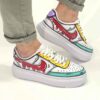 Nike Court Vision Low Platform Cartoon Dipinte A Mano Verde Acqua, Giallo, Viola e Swoosh Gocce Cadenti Rosso