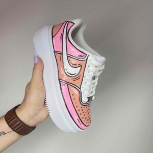 Nike Court Vision Low Platform Custom Cartoon Dipinte A Mano Rosa e Fucsia