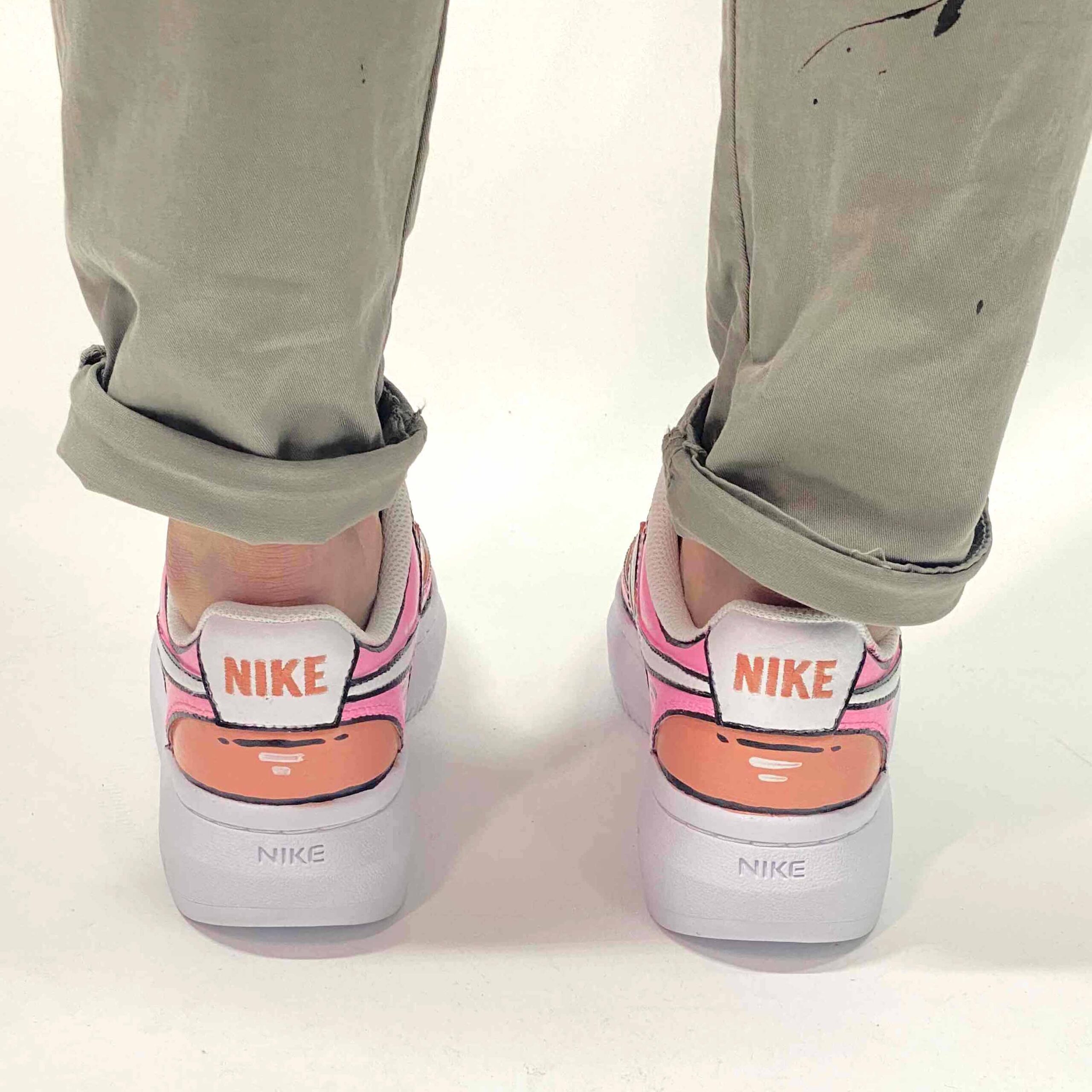 Nike Court Vision Low Platform Custom Cartoon Dipinte A Mano Rosa e Fucsia