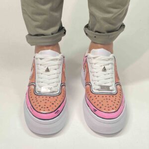 Nike Court Vision Low Platform Custom Cartoon Dipinte A Mano Rosa e Fucsia