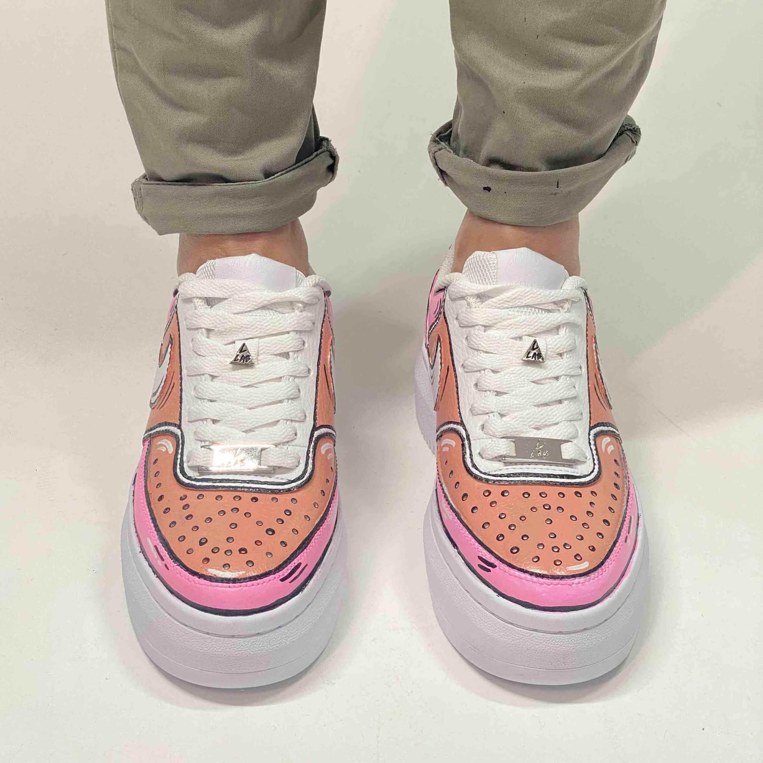 Nike Court Vision Low Platform Custom Cartoon Dipinte A Mano Rosa e Fucsia