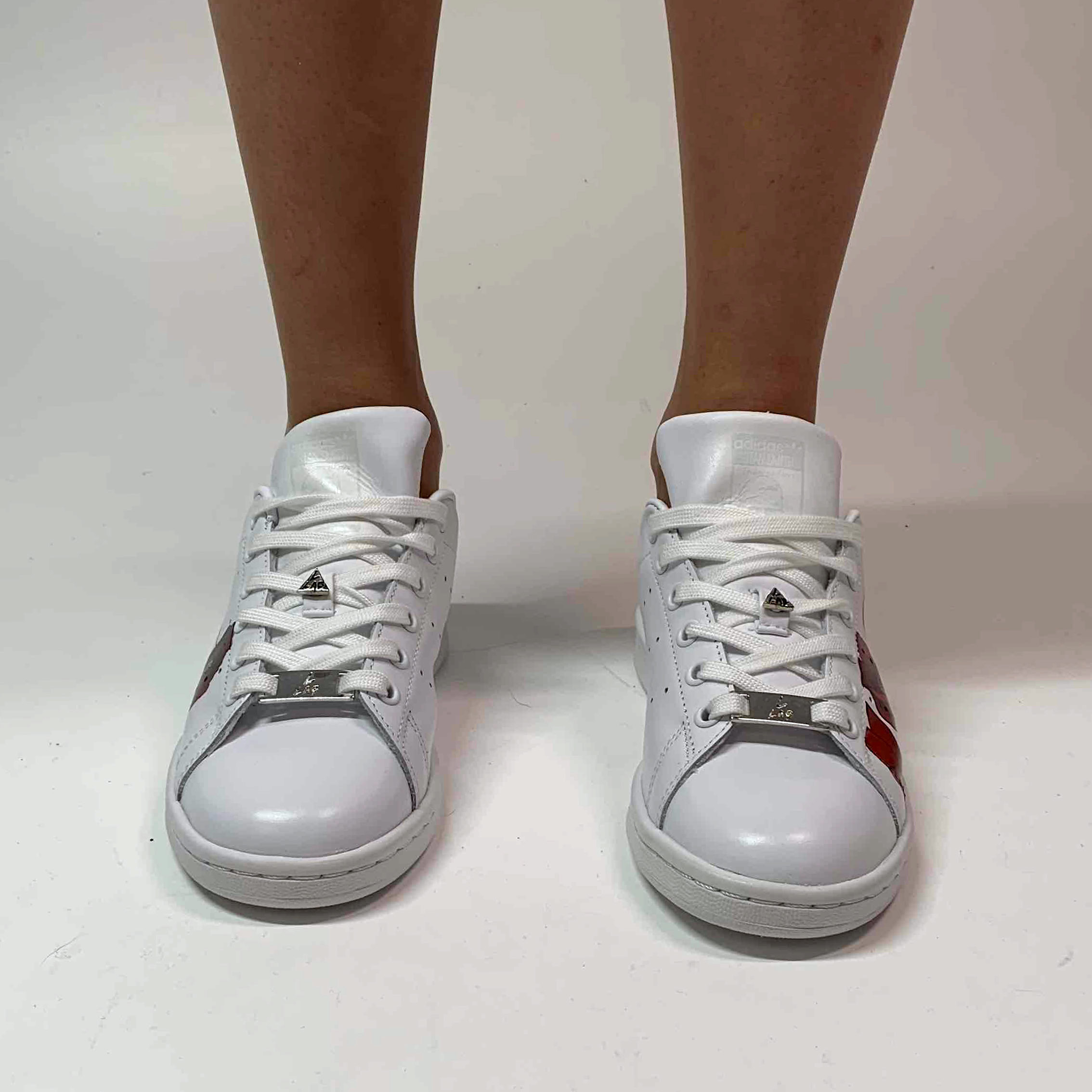 Adidas Stan Smith Personalizzate Dipinte A Mano Papaveri Rossi