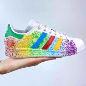 Adidas superstar rainbow paint splatter shop