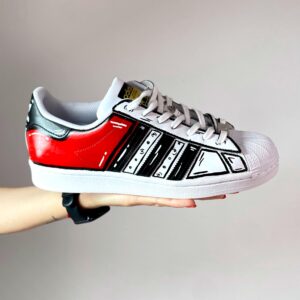 Adidas Superstar Personalizzate Cartoon Dipinte Rosso e Nero