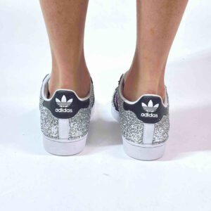 Adidas Superstar Personalizzate Glitter Argento, Nero & Fuxia