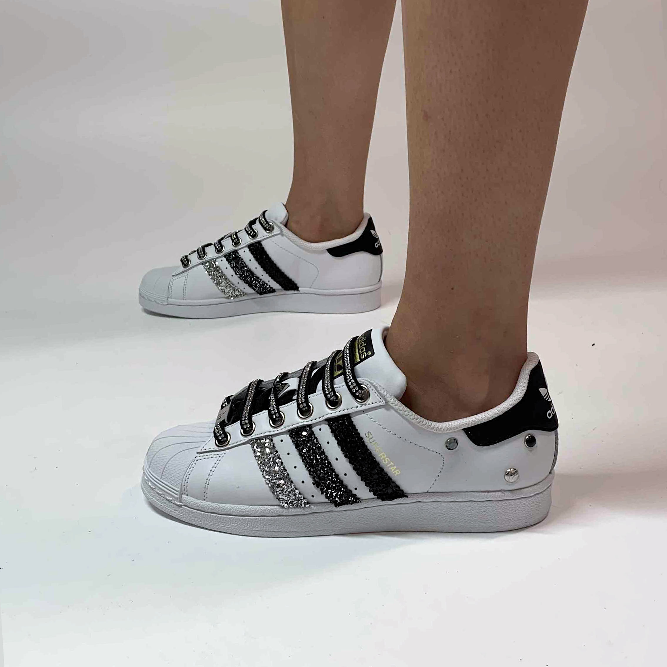 Adidas Superstar Custom Glitter Strass e Borchie LLab scarpe custom