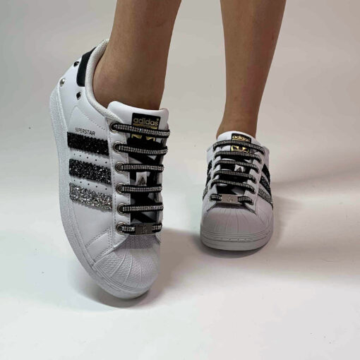 Adidas Superstar Personalizzate Glitter & Lacci Strass – Eclipse Luxury 3