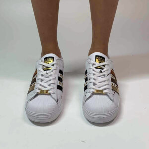 Adidas Superstar Personalizzate Pelle & Borchie Oro Uragano