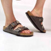 Birkenstock Arizona Personalizzate Base Marrone Passamaneria Nera e Borchie Satinate – Indiano