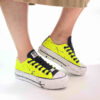 Converse All Star Personalizzate Platform Low Glitter Giallo Fluo e Sporcatura Nera