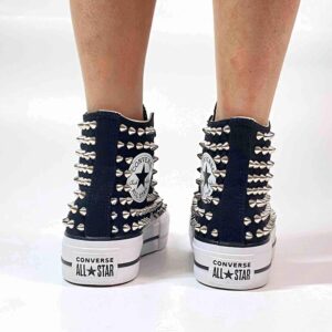 Converse All Star Personalizzate Platform Total Nero & Borchie