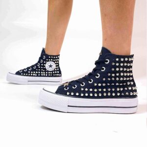 Converse All Star Personalizzate Platform Total Nero & Borchie