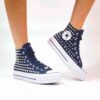 Converse All Star Personalizzate Platform Total Nero & Borchie