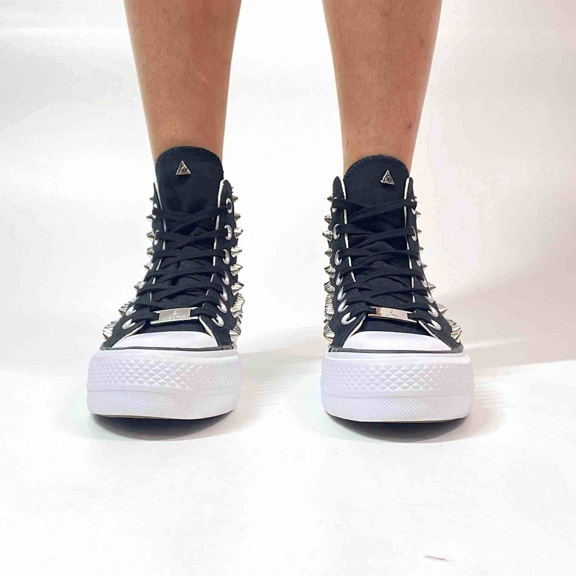 Converse All Star Personalizzate Platform Total Nero & Borchie