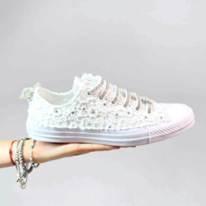 Converse All Star Personalizzate Sposa Macrame e Lacci Strass