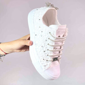 Converse All Star Personalizzate Sposa Macrame e Lacci Strass