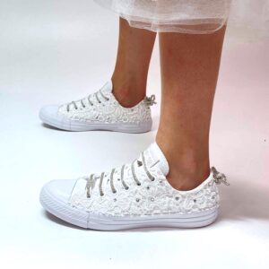 Converse All Star Personalizzate Sposa Macrame e Lacci Strass