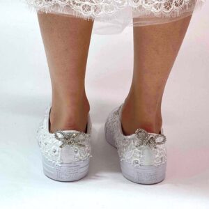 Converse All Star Personalizzate Sposa Macrame e Lacci Strass