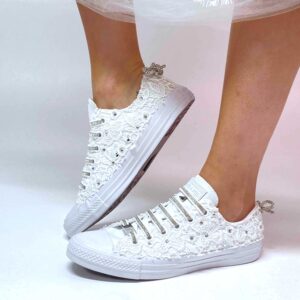 Converse All Star Personalizzate Sposa Macrame e Lacci Strass