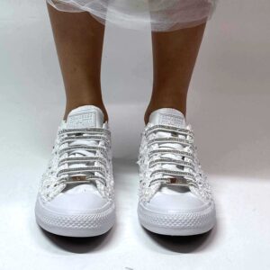 Converse All Star Personalizzate Sposa Macrame e Lacci Strass