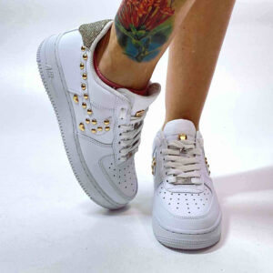 Nike Air Force 1 Custom Glitter Borchie Oro | LLab Scarpe Custom