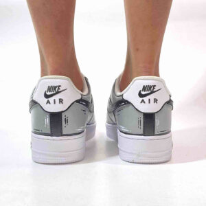 Nike Air Force One Custom Cartoon Dipinte A Mano Nero & Grigio Chiaro
