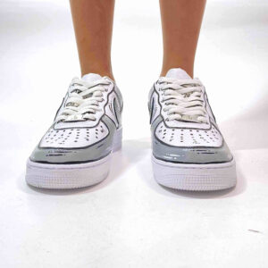 Nike Air Force One Custom Cartoon Dipinte A Mano Nero & Grigio Chiaro