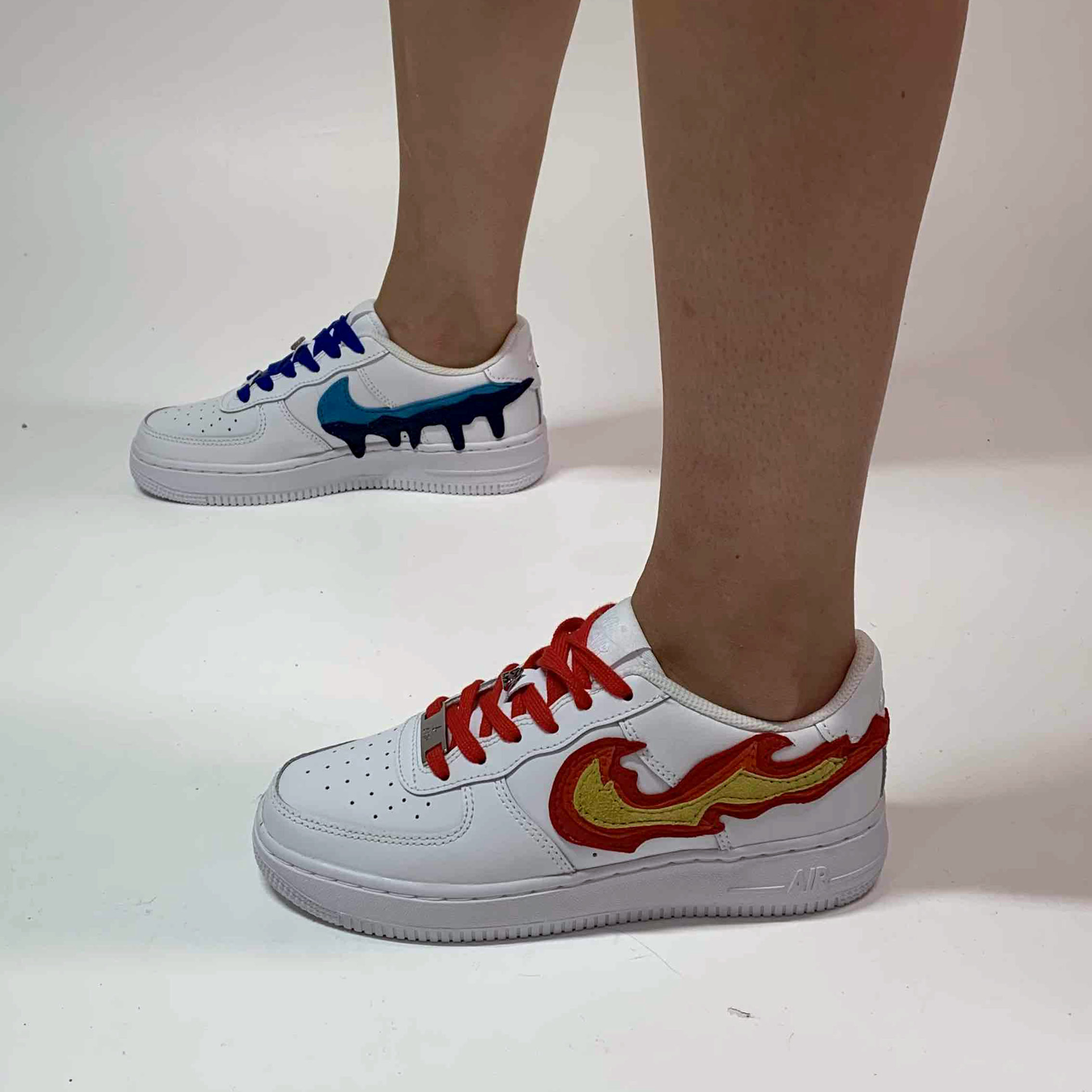 Nike Air Force One Custom Fire and Water LLab Scarpe Custom