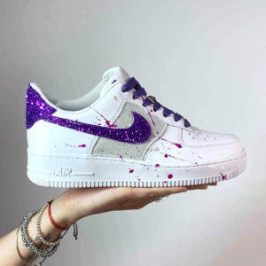 Nike Air Force One Custom Glitter Viola e Lurex Bianco