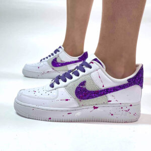 Nike Air Force One Custom Glitter Viola e Lurex Bianco
