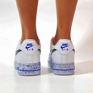 Nike Air Force One Custom Swoosh Azzurro Sfumato e Sporcatura Blu