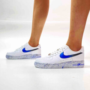 Nike Air Force One Custom Swoosh Azzurro Sfumato e Sporcatura Blu