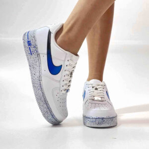 Nike Air Force One Custom Swoosh Azzurro Sfumato e Sporcatura Blu