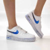 Nike Air Force One Custom Swoosh Azzurro Sfumato e Sporcatura Blu