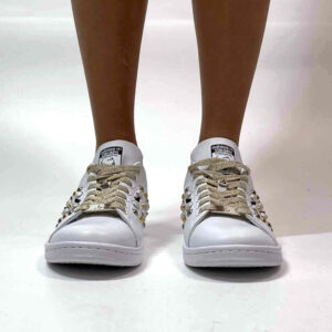Adidas Stan Smith Personalizzate Borchie, Perle e Lacci Oro
